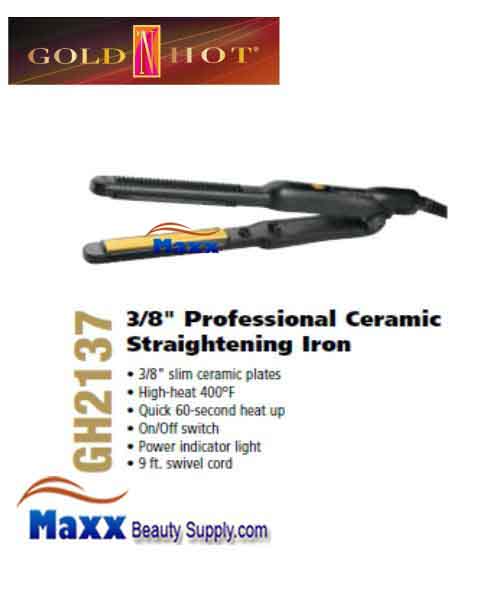 Gold N Hot #GH2137 Ceramics Straightening Flat Iron - 3/8"